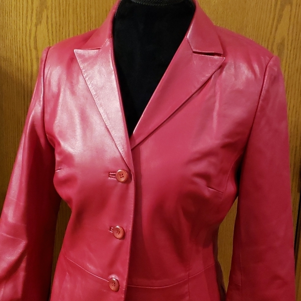 Pendleton red leather vintage blazer fitted tapered waist